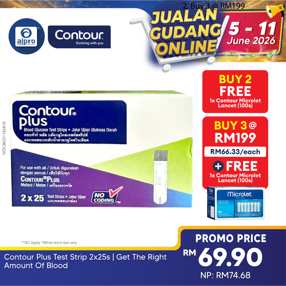 Contour Plus Test Strip 2x25s | Get The Right Amount Of Blood Contour