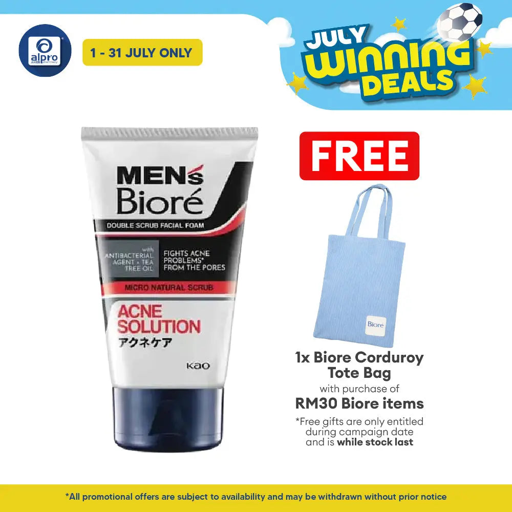 Biore Men Double Scrub Acne Facial Foam 100g Biore Mens