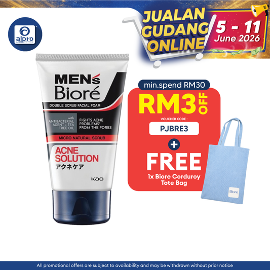 Biore Men Double Scrub Acne Facial Foam 100g Biore Mens