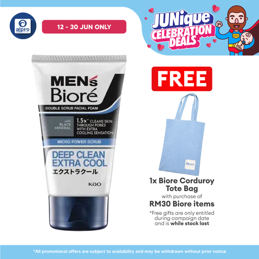 Biore Men Double Scrub Extra Cool Deep Foam 100g Biore Mens