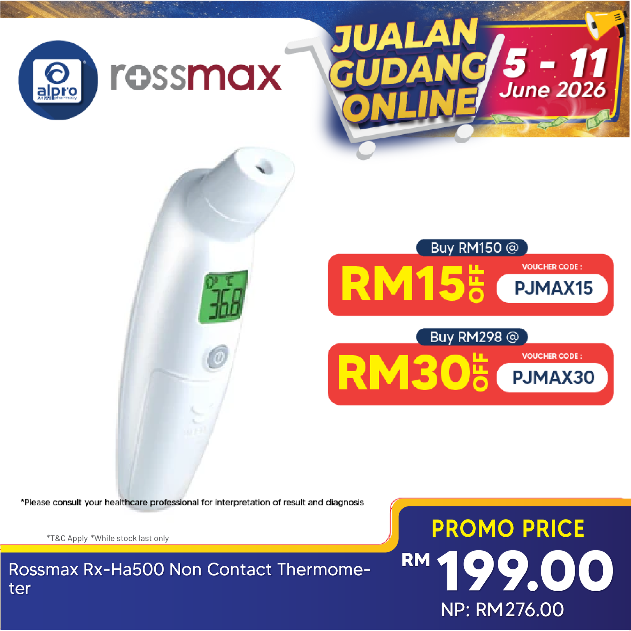 Rossmax RX-HA500 Non Contact Forehead Thermometer | 5 Years Warranty Rossmax