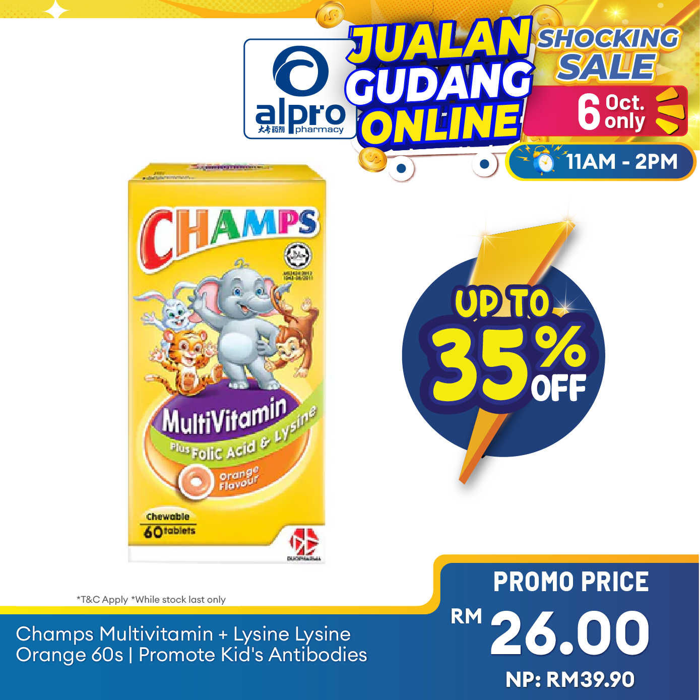 Champs Multivitamin + Lysine Lysine Orange 60s | Promote Kid's Antibodies Champs