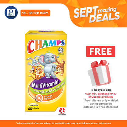 Champs Multivitamin + Lysine Lysine Orange 60s | Promote Kid's Antibodies Champs
