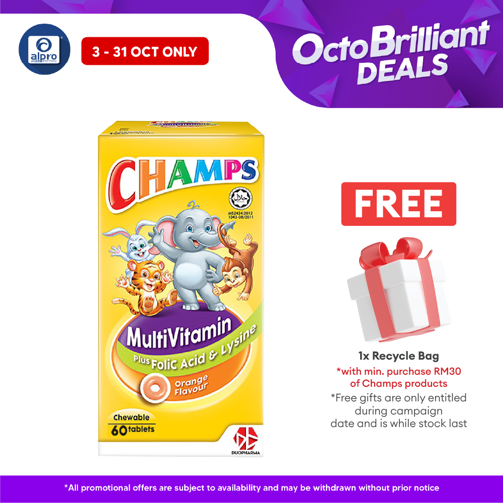 Champs Multivitamin + Lysine Lysine Orange 60s | Promote Kid's Antibodies Champs