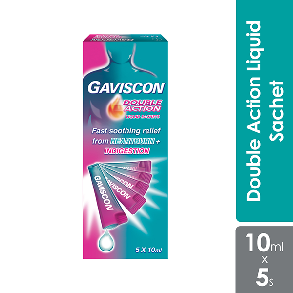 Gaviscon Double Action (sachet) 10ml 5s | For Heartburn and Indigestion Gaviscon