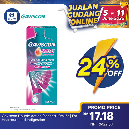 Gaviscon Double Action (sachet) 10ml 5s | For Heartburn and Indigestion Gaviscon