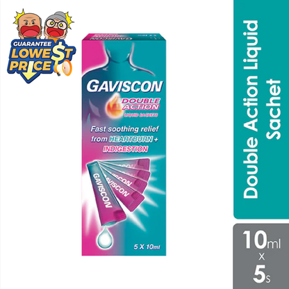 Gaviscon Double Action (sachet) 10ml 5s | For Heartburn and Indigestion Gaviscon