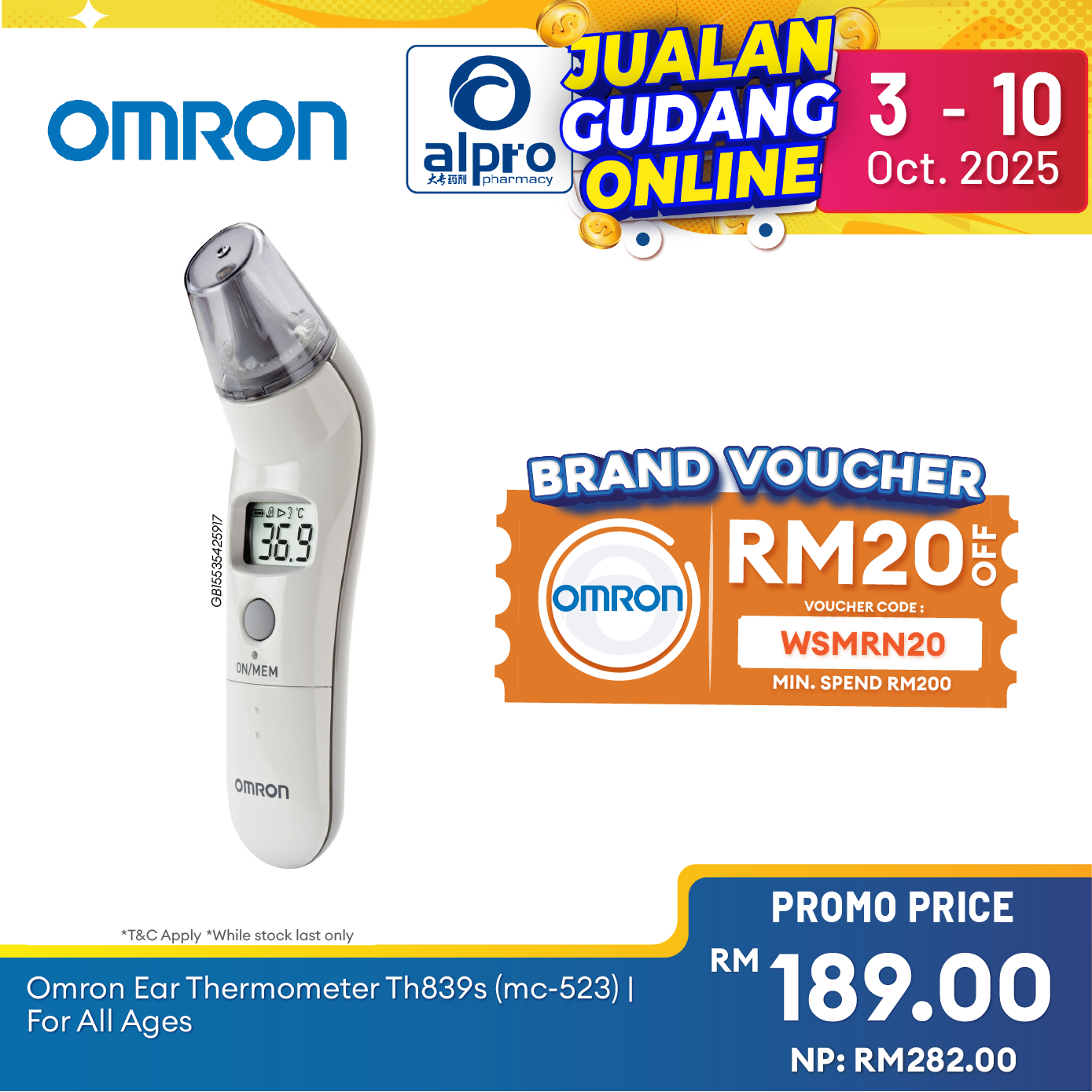 Omron Ear Thermometer TH839S (MC-523) | For All Ages Alpro Pharmacy