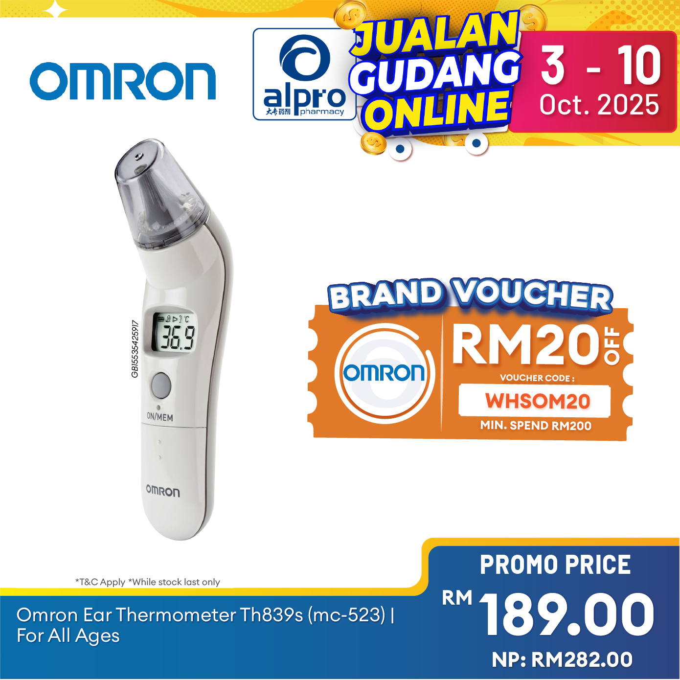 Omron Ear Thermometer TH839S (MC-523) | For All Ages Alpro Pharmacy