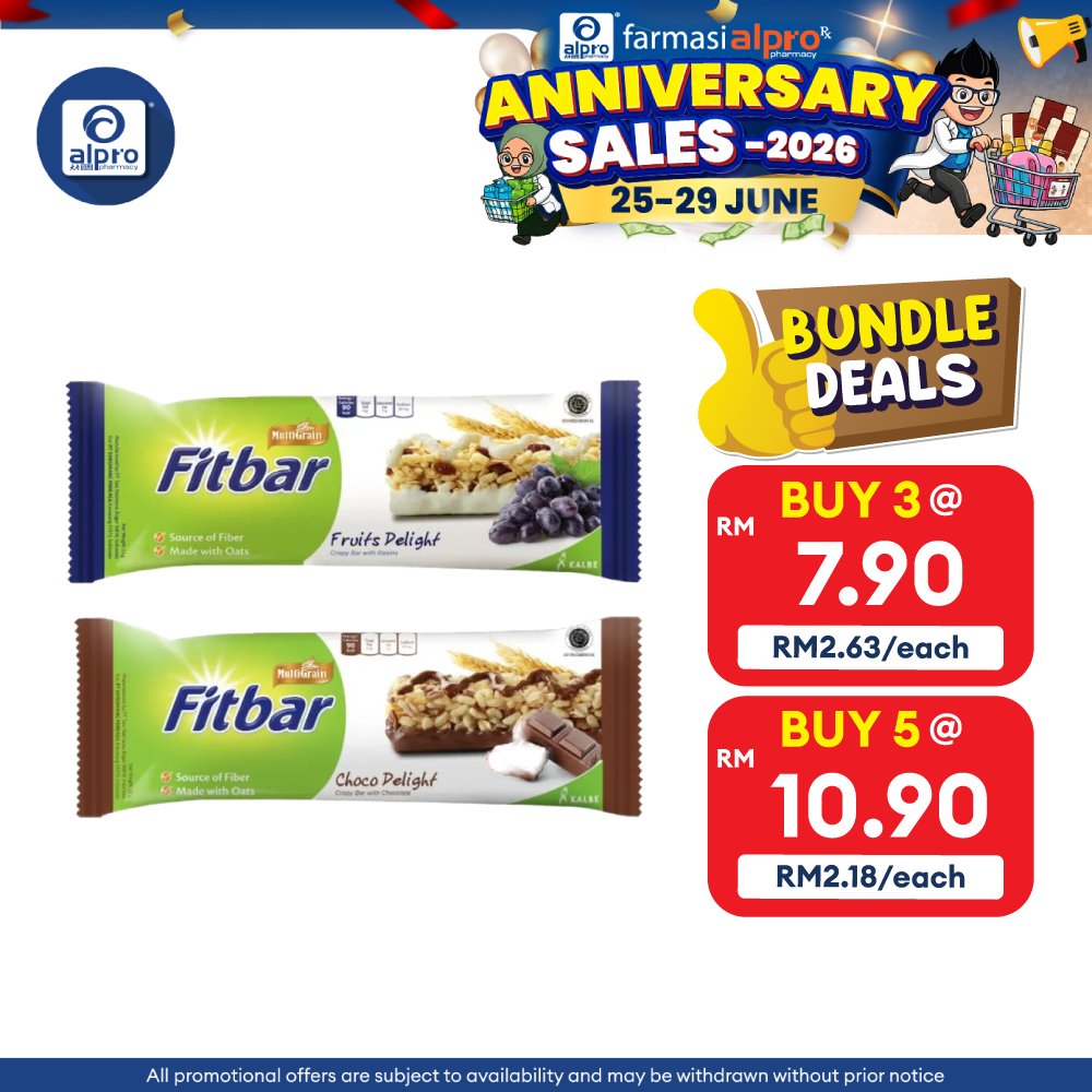 Fitbar Snack Bar (Fruits / Chocolate) 22g | Low Calorie Healthy Snack Alpro Pharmacy