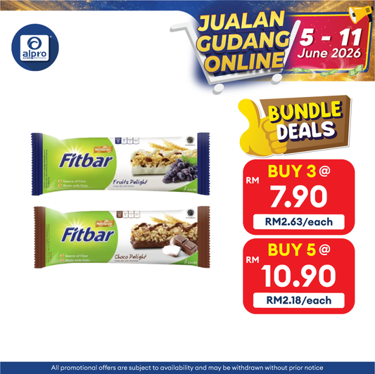 Fitbar Snack Bar (Fruits / Chocolate) 22g | Low Calorie Healthy Snack Alpro Pharmacy