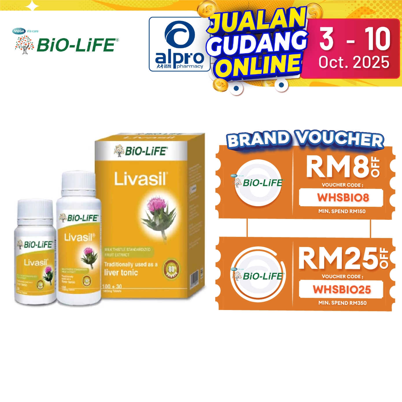 Bio-life Livasil w Milk Thistle 100s FREE 30s | Liver Health Bio-life