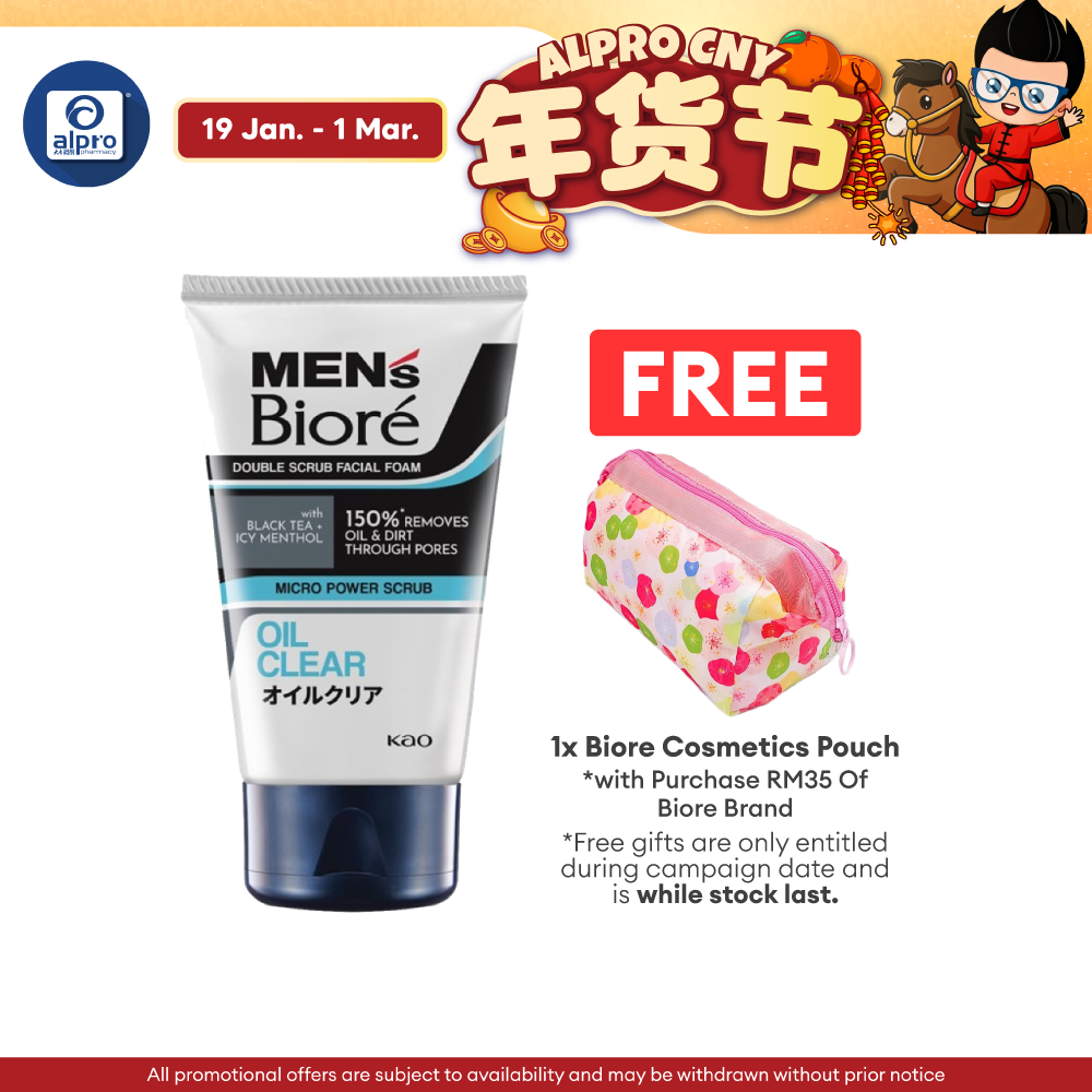 Biore Men Double Scrub Oil Clear Foam 100