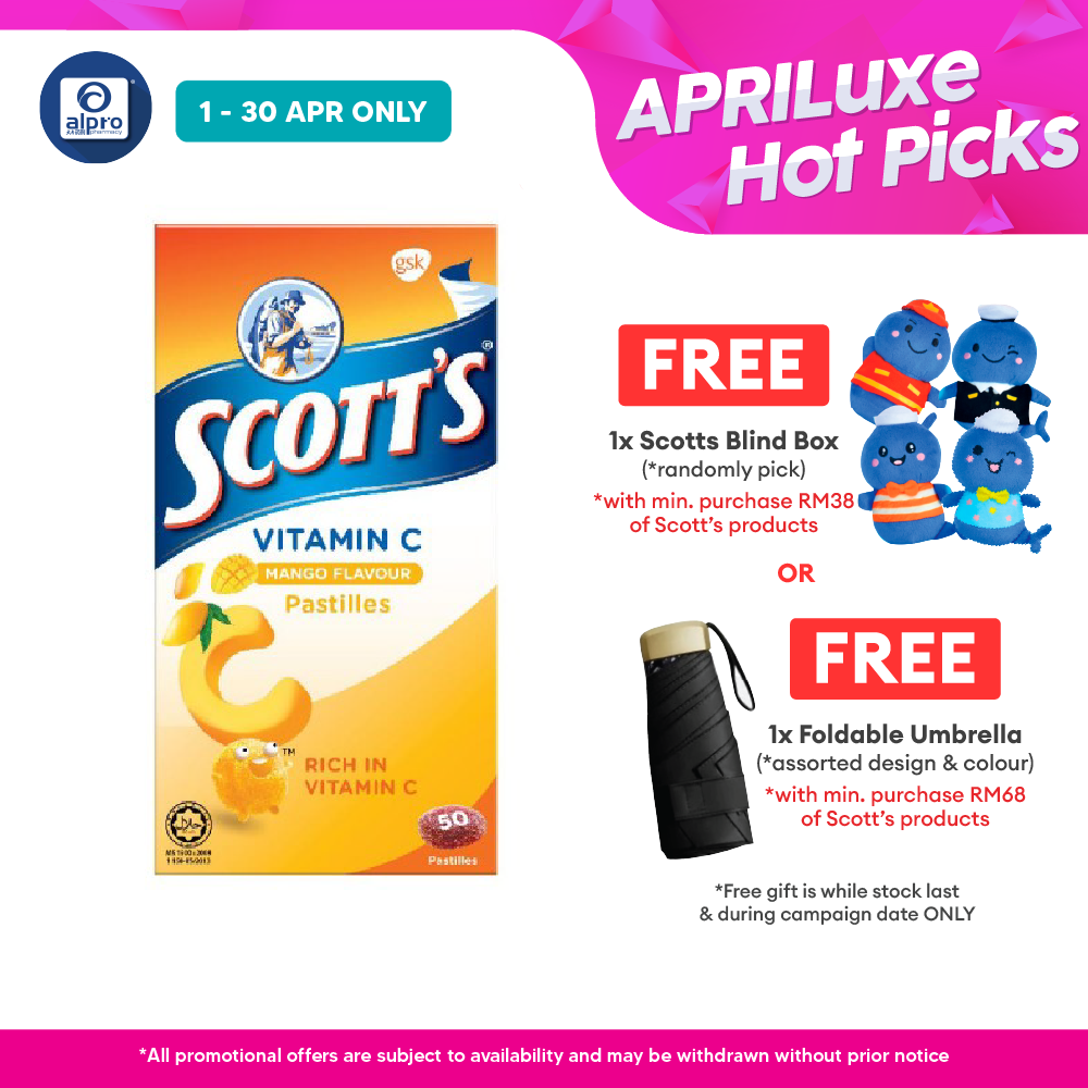 Scotts Vitamin C Pastilles (Mango) 50s | For Children Above 2 Years Old Scotts