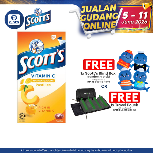 Scotts Vitamin C Pastilles (Mango) 50s | For Children Above 2 Years Old Scotts