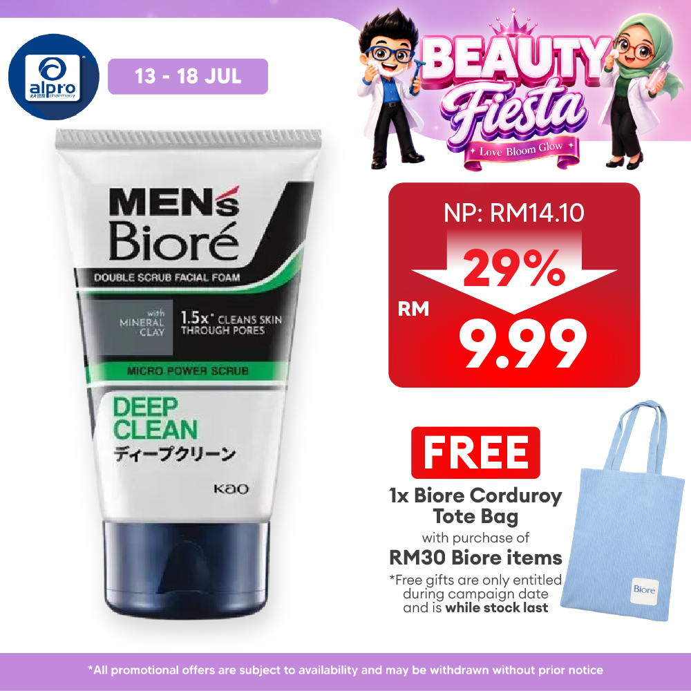Biore Mens Double Scrub Deep Clean 100g Biore Mens