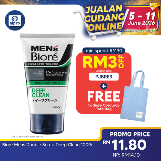 Biore Mens Double Scrub Deep Clean 100g Biore Mens