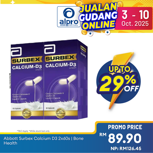 Abbott Surbex Calcium D3 2x60s | Bone Health Alpro Pharmacy