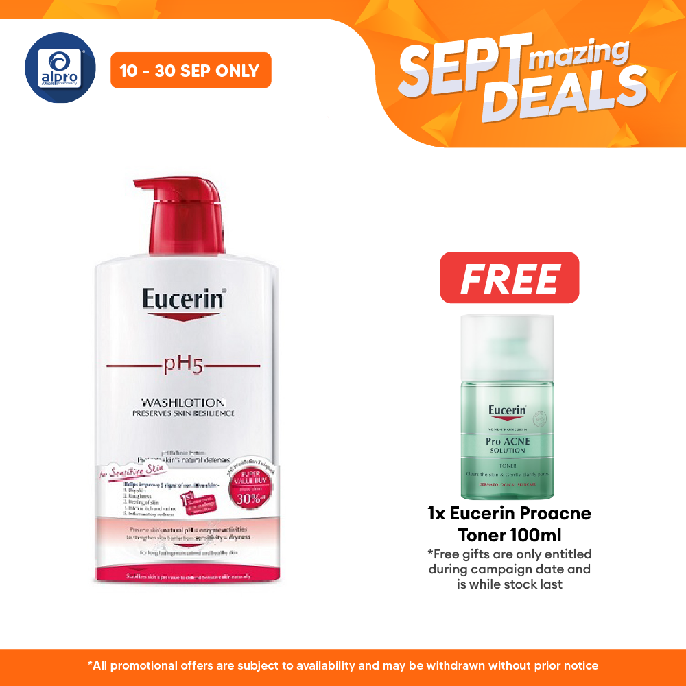 Eucerin pH5 Wash Lotion 2 x 1000ml | Protects Skin Natural Defenses Eucerin
