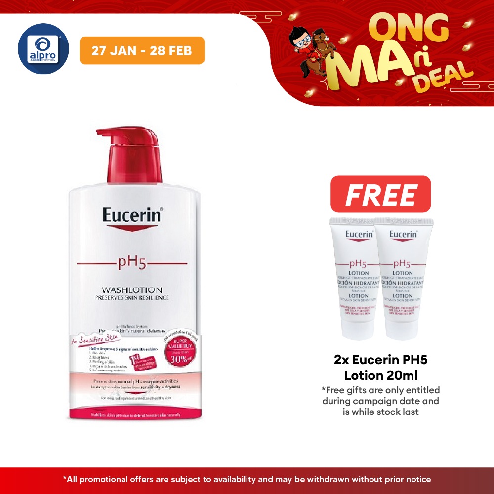Eucerin pH5 Wash Lotion 2 x 1000ml | Protects Skin Natural Defenses Eucerin