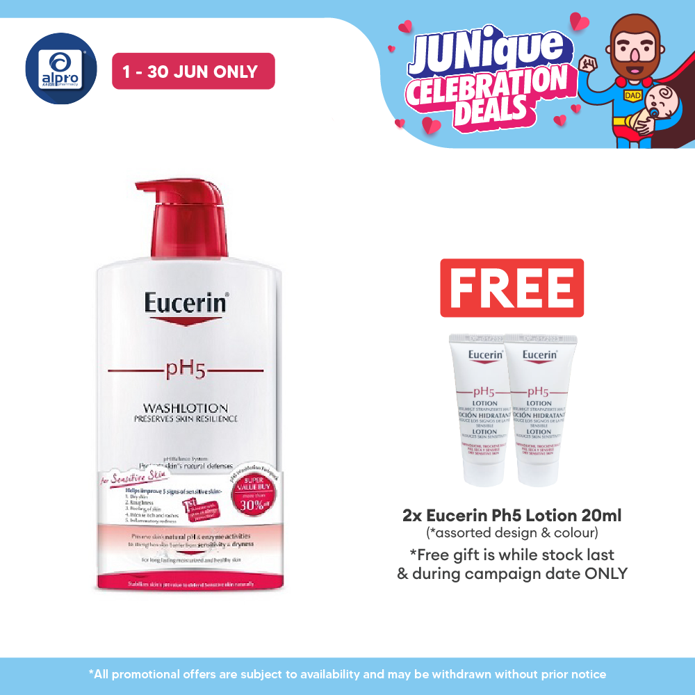 Eucerin pH5 Wash Lotion 2 x 1000ml | Protects Skin Natural Defenses Eucerin