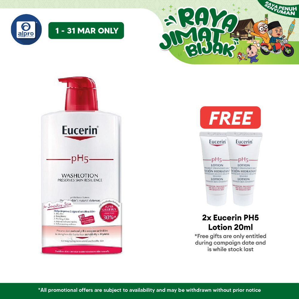 Eucerin pH5 Wash Lotion 2 x 1000ml | Protects Skin Natural Defenses Eucerin