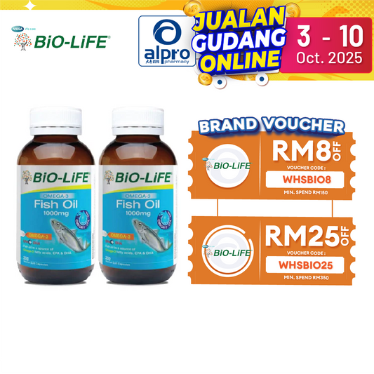 Bio-life Omega 3 Fish Oil 1000mg 2x200s | Brain & Memory Bio-life