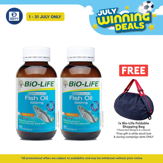 Bio-life Omega 3 Fish Oil 1000mg 2x200s | Brain & Memory Bio-life