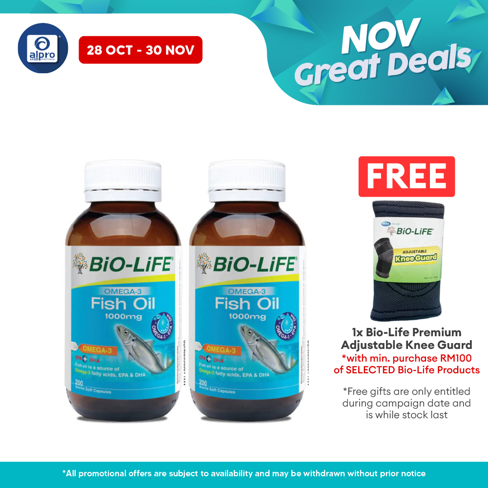 Bio-life Omega 3 Fish Oil 1000mg 2x200s | Brain & Memory Bio-life