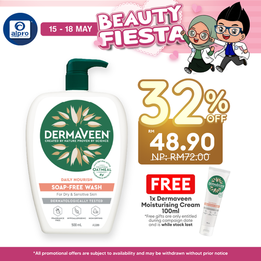 Dermaveen Soap Free Wash Ph 5.5 500ml | Helps Protect Againts Dryness Dermaveen