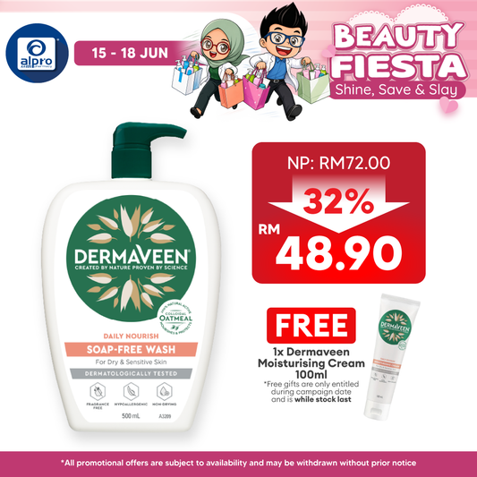 Dermaveen Soap Free Wash Ph 5.5 500ml | Helps Protect Againts Dryness Dermaveen