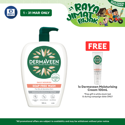 Dermaveen Soap Free Wash Ph 5.5 500ml | Helps Protect Againts Dryness Dermaveen