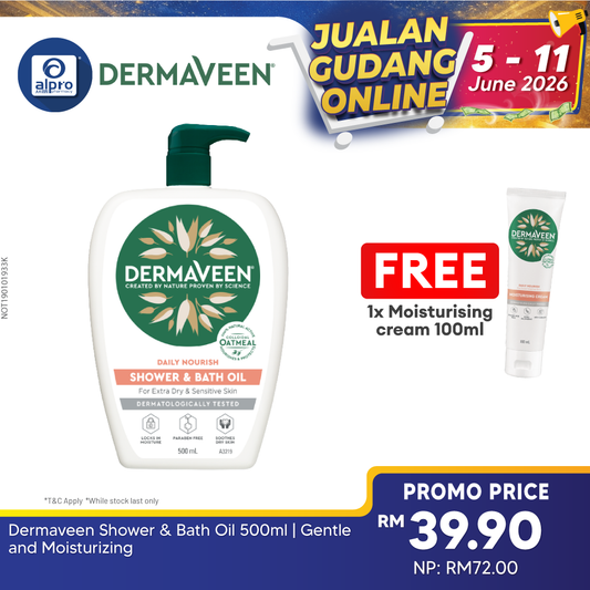 Dermaveen Shower & Bath Oil 500ml | Gentle and Moisturizing Dermaveen