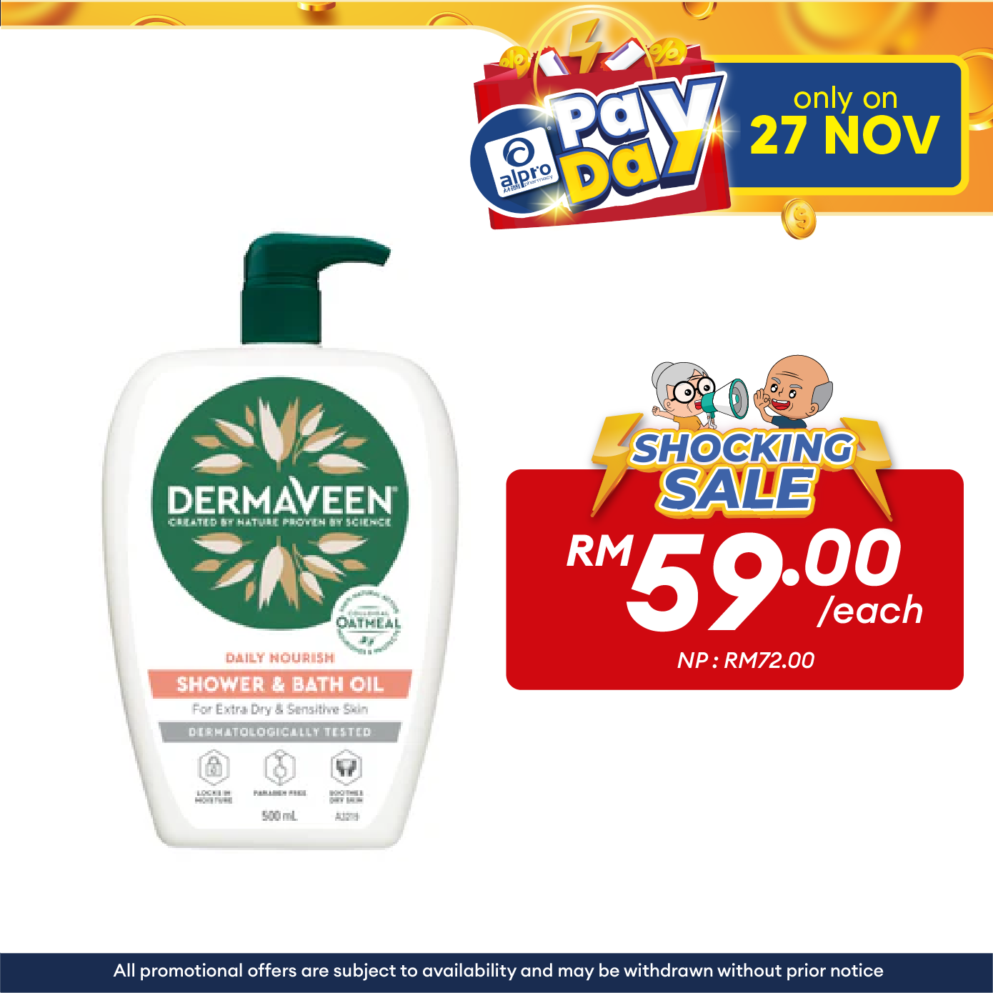 Dermaveen Shower & Bath Oil 500ml | Gentle and Moisturizing Dermaveen