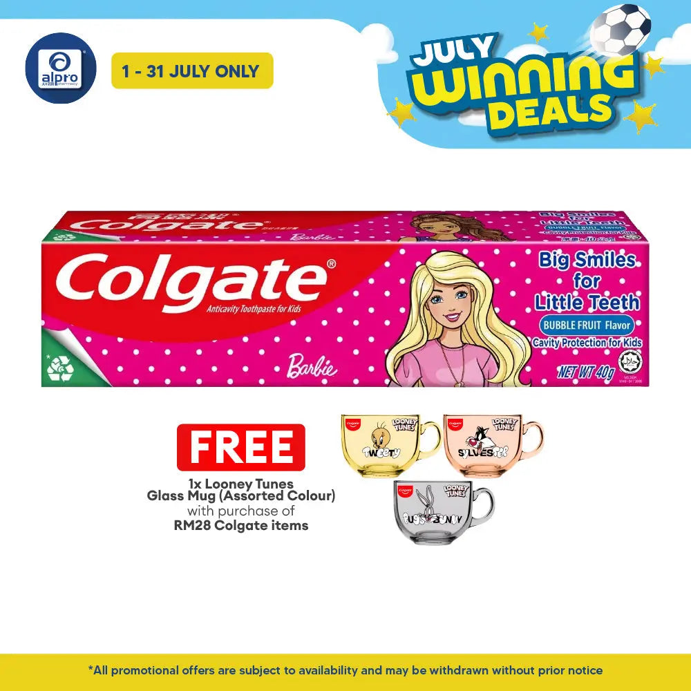 Colgate Toothpaste Barbie Bubble Fruit Kids 40g Colgate