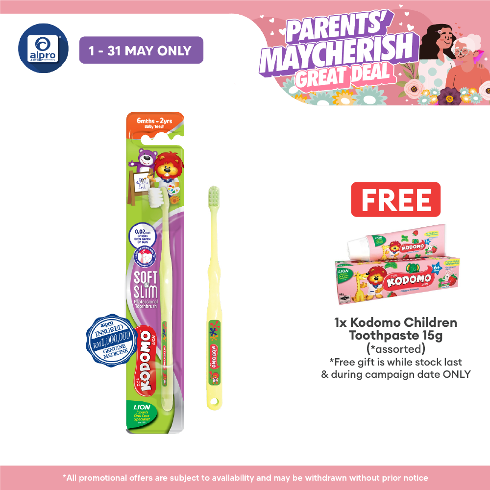 Kodomo Soft & Slim Toothbrush (Baby Teeth) | Suitable for Kids 6Months - 2Years Kodomo