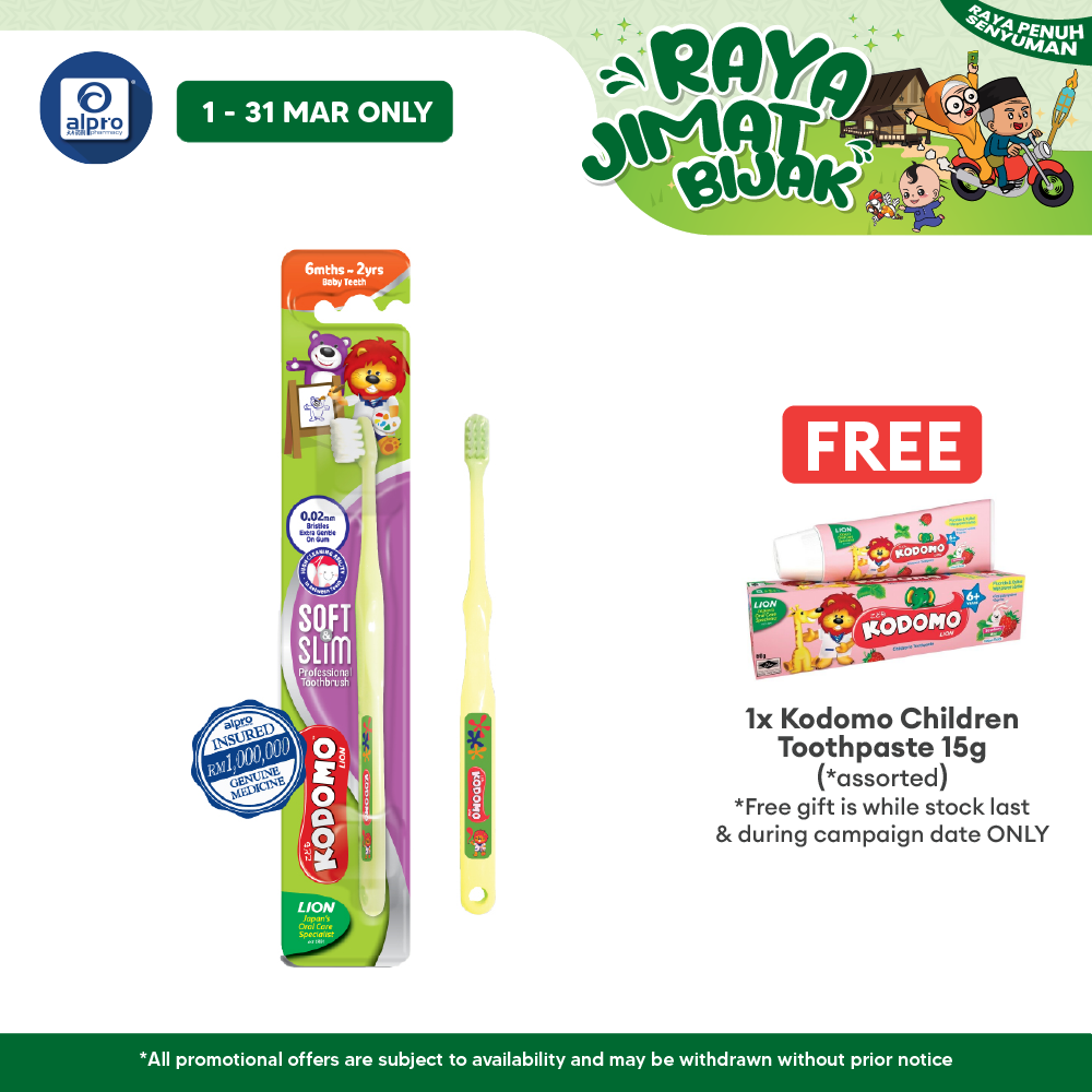 Kodomo Soft & Slim Toothbrush (Baby Teeth) | Suitable for Kids 6Months - 2Years Kodomo