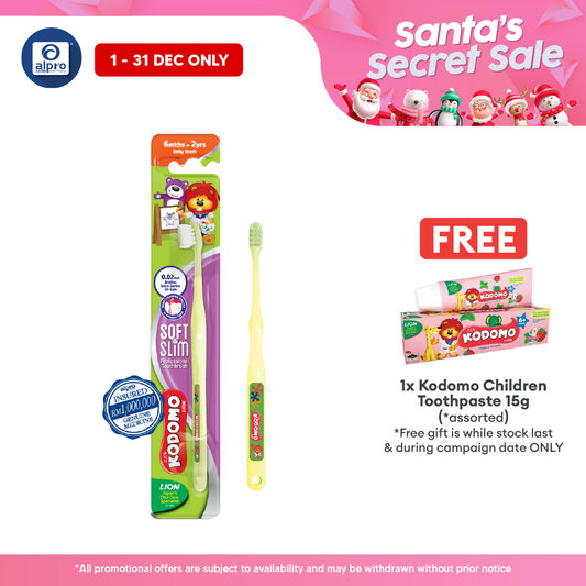 Kodomo Soft & Slim Toothbrush (Baby Teeth) | Suitable for Kids 6Months - 2Years Kodomo