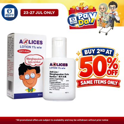 A-lices 1% Lotion 60ml | Effectively Kills Head Lice A-lices