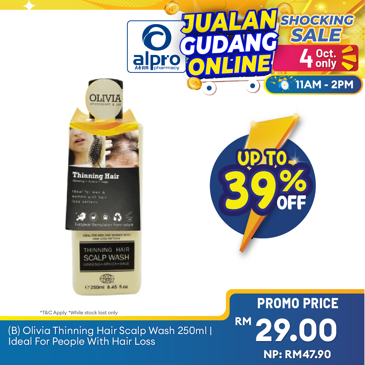 (B) Olivia Thinning Hair Scalp Wash 250ml | Ideal For People With Hair Loss Olivia