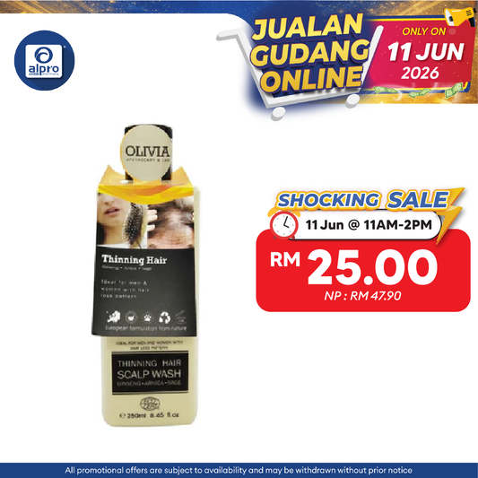 (B) Olivia Thinning Hair Scalp Wash 250ml | Ideal For People With Hair Loss Olivia
