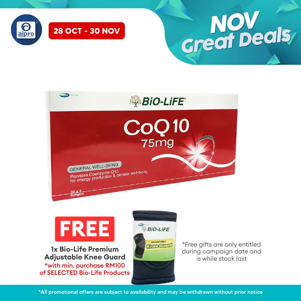 Bio-life CoQ 10 75mg 4x30s | Energy Production & High Antioxidant Alpro Pharmacy