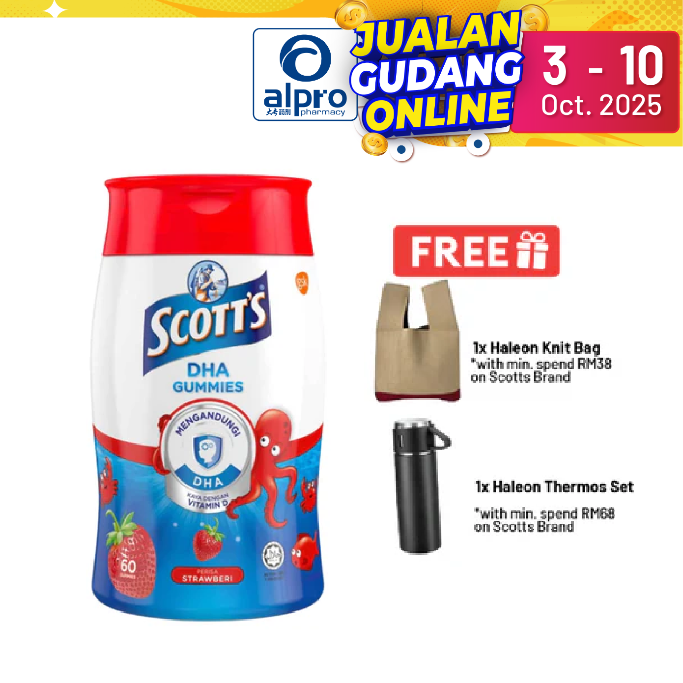 Scotts DHA Gummies Strawberry 60s | Brain Health Alpro Pharmacy