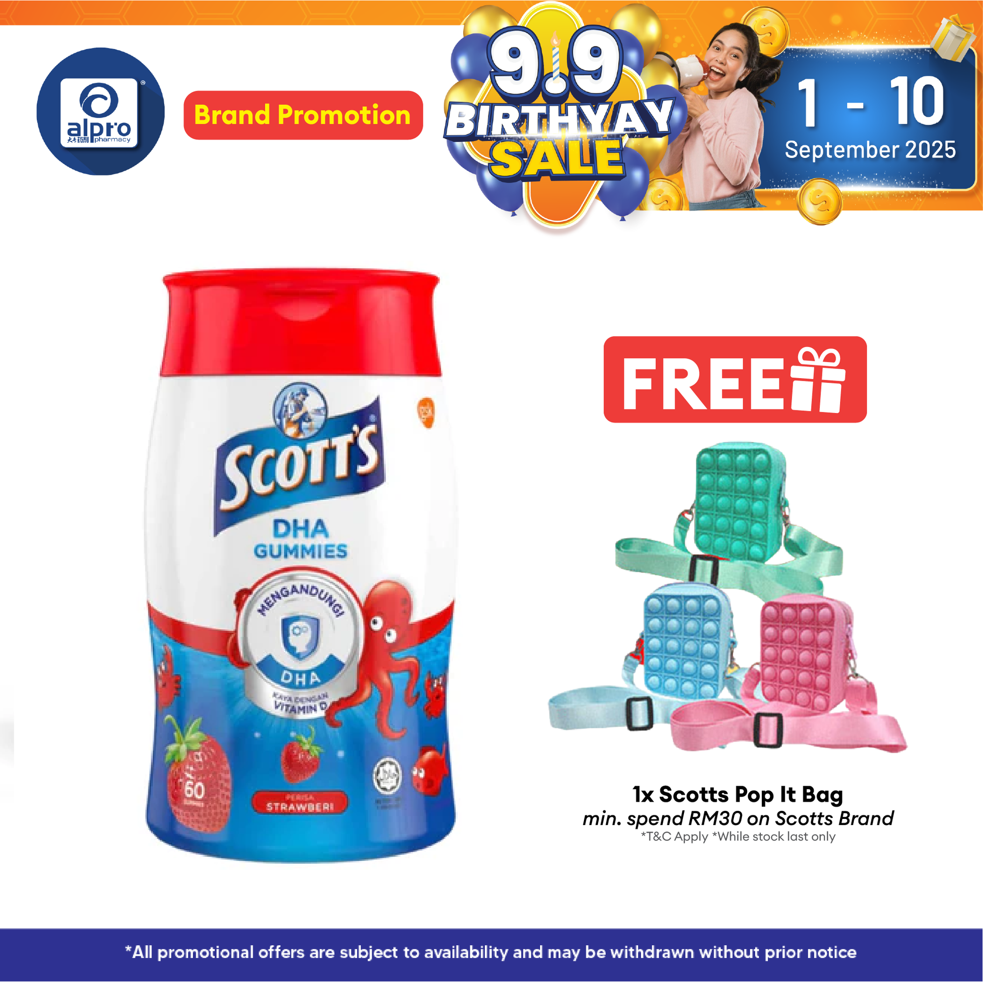 Scotts DHA Gummies Strawberry 60s | Brain Health Alpro Pharmacy