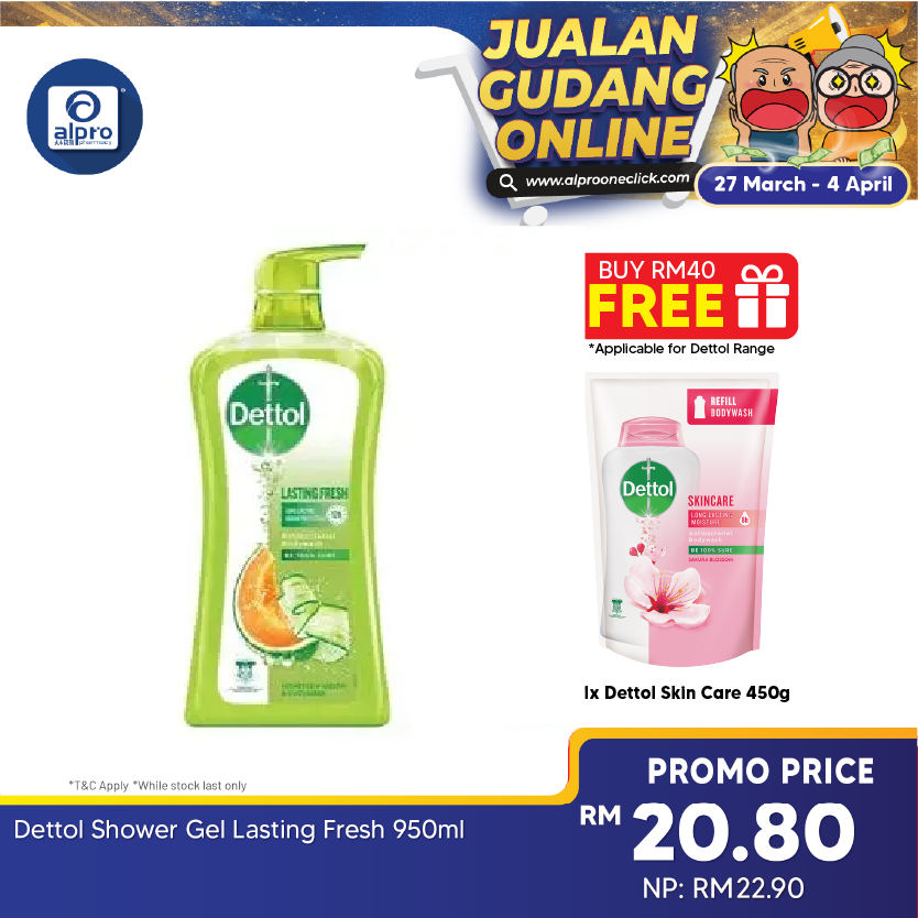 Dettol Shower Gel Lasting Fresh 950ml Alpro Pharmacy