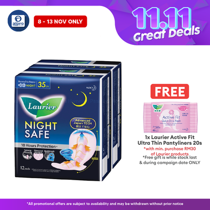 Laurier Nightsafe Wing 35cm 12SX2s | Night Safe Pads Laurier