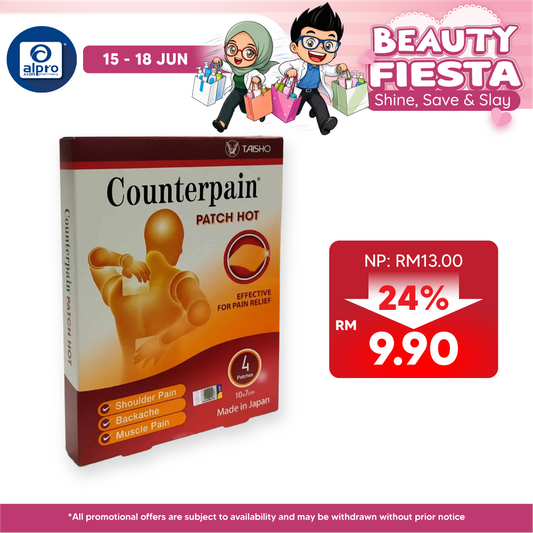 Counterpain Patch Hot 4s | Relief Muscle & Joint Pain Alpro Pharmacy