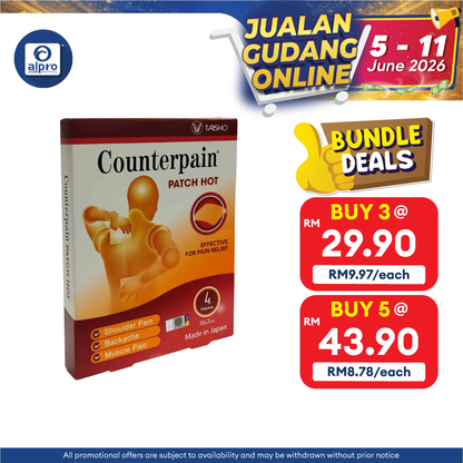 Counterpain Patch Hot 4s | Relief Muscle & Joint Pain Alpro Pharmacy