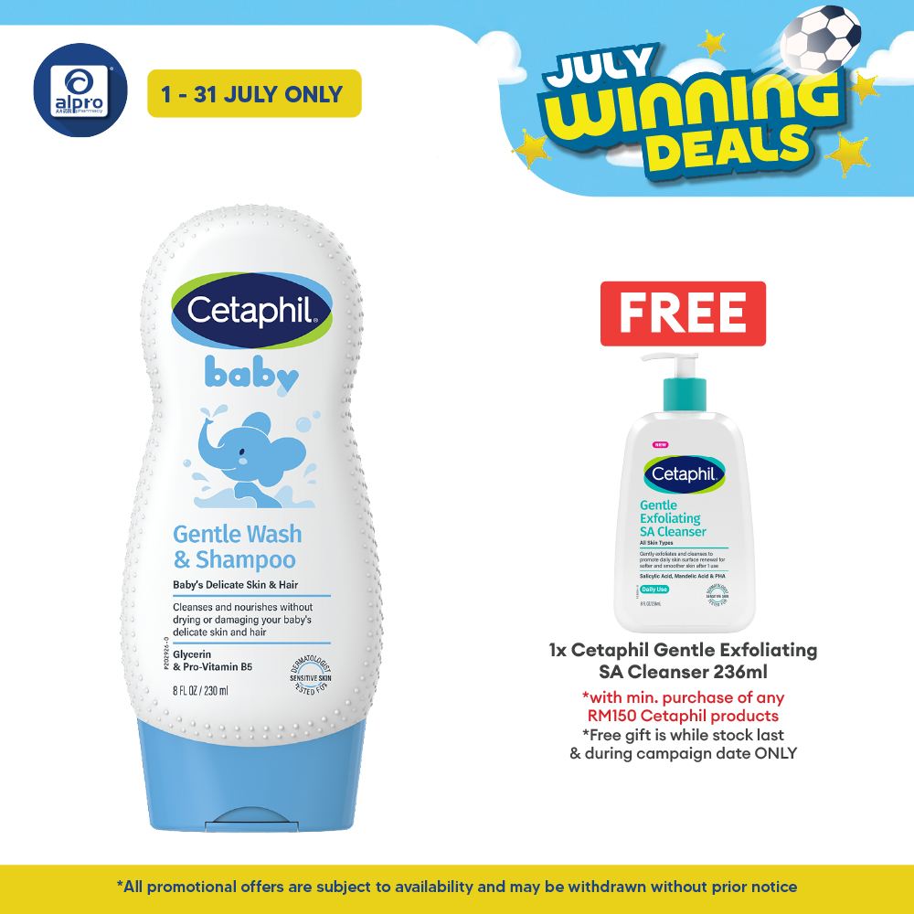 Cetaphil Baby Wash & Shampoo 230ml | Gentle and Mositurize Cetaphil