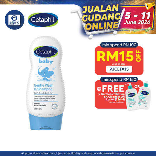 Cetaphil Baby Wash & Shampoo 230ml | Gentle and Mositurize Cetaphil